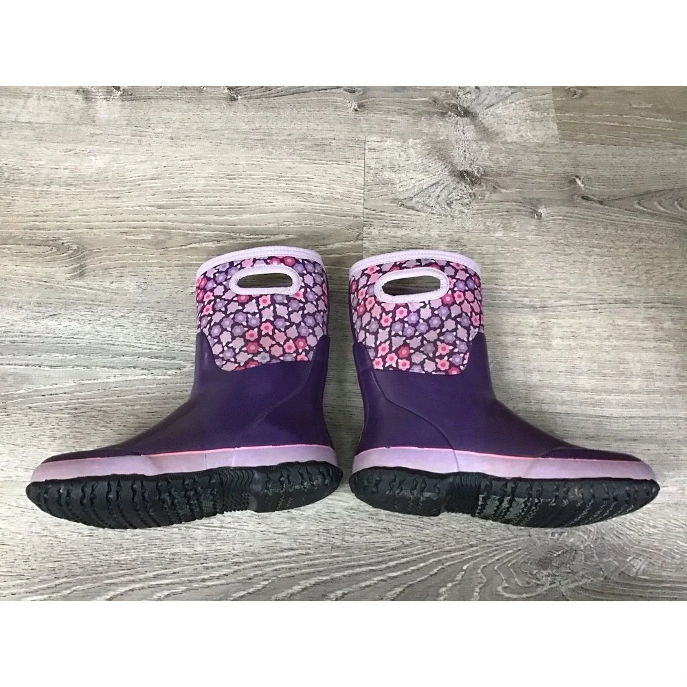 BOGS Grasp Flowers Youth Girls Size 6 Snow Boots 78759 Purple Waterproof Winter
